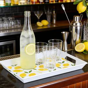 Plateau rectangulaire en mélamine de grande taille <span class=keywords><strong>pour</strong></span> le petit-déjeuner, les collations et les tables basses, imprimé citron, 49,6*37,2 cm - Product Image 4