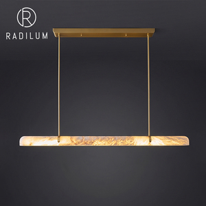 Designer Model Minimalist Luxury Dining <b>Table</b> Natural Alabaster Brass bar High-end Wholesale Supply Linear Chandelier - Product Image 1