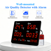 Detector de Calidad del Aire de Pared, Monitor de CO2, TVOC, Temperatura y Humedad con Alarma de Sonido y Luz Externa para Uso Comercial y en Oficinas