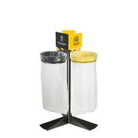 Porte-sacs à ordures JH-Mech Collecmur 110L, revêtement poudré, autoportant, pratique, rond, double, en acier pliable
