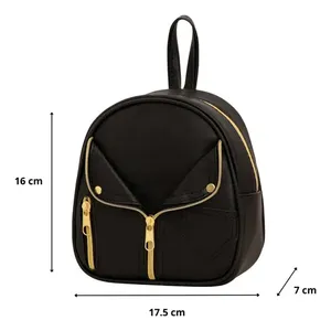 Mochila Escolar para Niñas Fana Yara M6909, Negra Lisa, 1L, Mochila de Moda de Microfibra y Cuero Sintético - Product Image 3