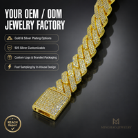 Bracelet maille cubaine Miami 20 mm de haute qualité, serti de zircone cubique 5A, style hip-hop, longueur personnalisable et moissanite, directement de l'usine