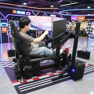 Simulateur de course automobile <span class=keywords><strong>F1</strong></span> commercial d'intérieur avec chaise de simulateur de mouvement 3 DOF, volant, pédales et écran large à trois écrans - Product Image 1