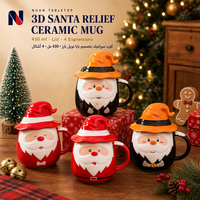 Mug à couvercle en céramique créatif motif Père Noël 430 ml pour la saison des fêtes de Noël et la dégustation de café