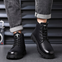 Bottes d'hiver Chukka pour hommes, bottines noires élégantes en cuir pour hommes, bottes de chasse pour hommes
