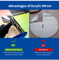 Panneau PMMA flexible et réfléchissant de 1 mm, feuille de miroir acrylique dorée pour la décoration murale, les loisirs créatifs et la signalétique