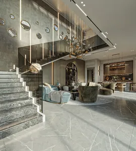 Lussuosa scala con gradini In marmo e ringhiere Decorative e ornamentali In ferro e vetro In interni di lusso all'interno di un Hotel