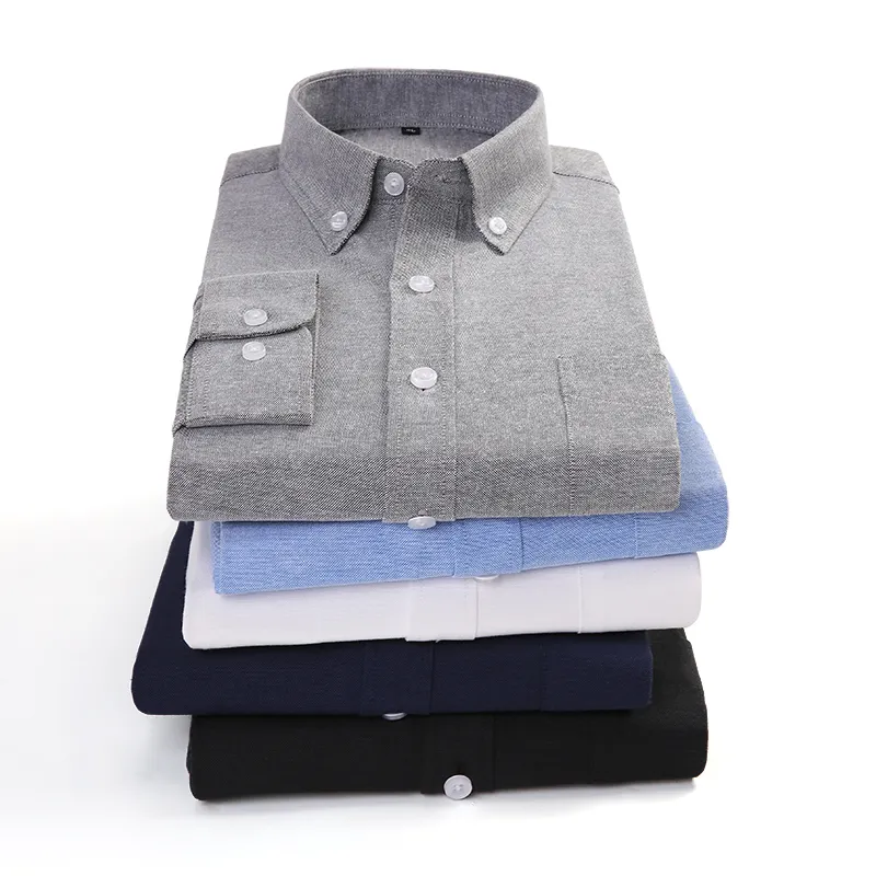 Factory wholesale plus size men's shirt casual solid color oxford long sleeve shirt for men