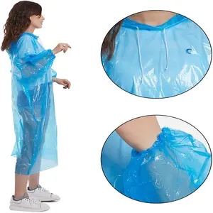 Ponchos de chuva transparentes descartáveis, à prova d' água, equipamento de emergência para chuva para adultos