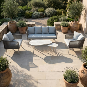 Conjunto de Sofás de Exterior de Aluminio Modernos Ourtyard Casual Spring Valley, Cojines Duraderos y Cómodos, Muebles de Exterior para 5 Personas - Product Image 5