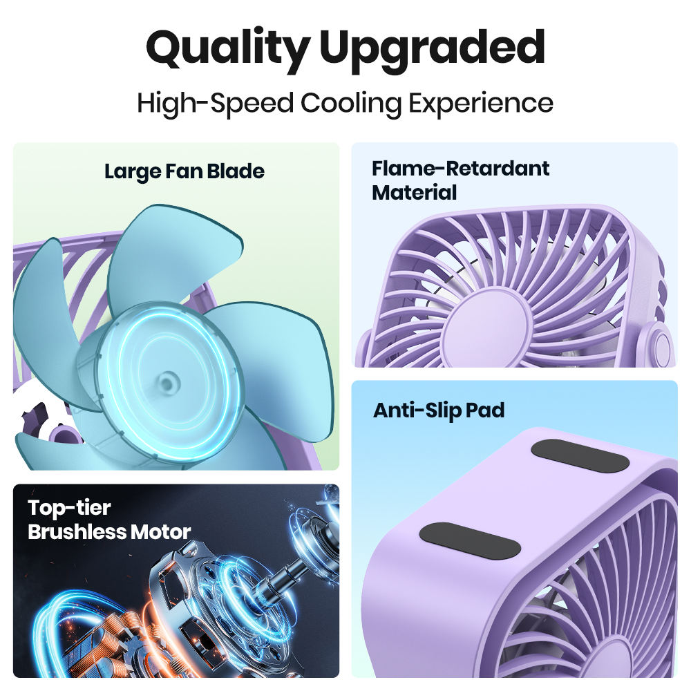 OEM K52 2024 New Design Customized USB Mini Table Fan Mute Large Wind Low  Noise Desktop Fan