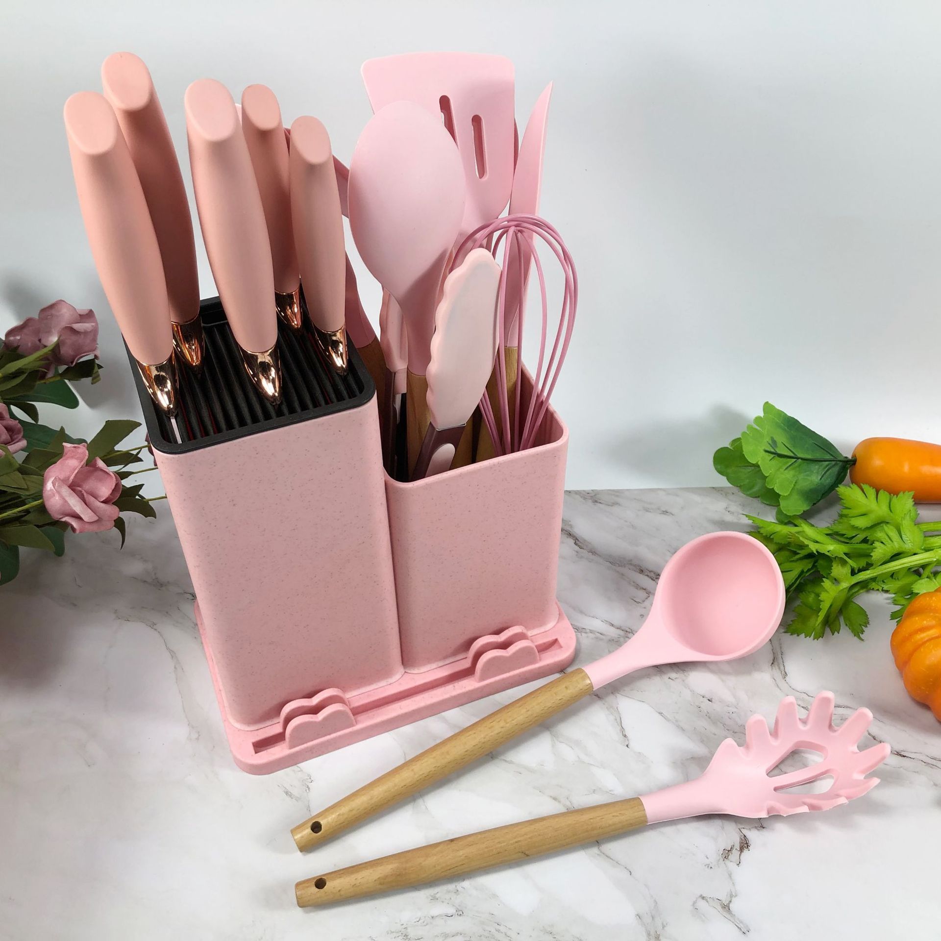 Hot Selling Non Stick Heat Resistance 19 PCS Silicone Cooking Tools Silicone Kitchen Utensils Set with Wood Handle · image 4