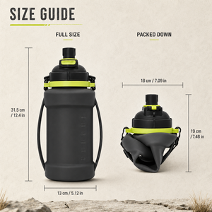 Bouteille d'eau pliable en silicone 2L, qualité alimentaire, sans BPA, anti-fuite, avec paille, couvercle à bec verseur, sangle d'épaule, logo personnalisé, usine OEM - Product Image 3