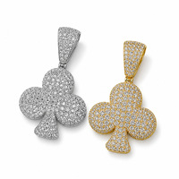 Collier pendentif Iced Out Club Suit en laiton doré avec zircone cubique pour homme, bijoux Hip Hop Streetwear