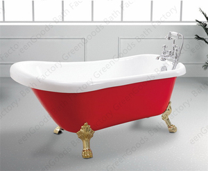 <span class=keywords><strong>Baignoire</strong></span> à pattes en acrylique rouge de petite taille à bas prix pour adultes avec quatre pieds en alliage d'aluminium - Product Image 2