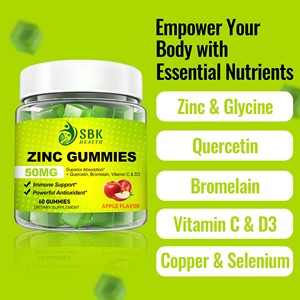 Gummies au zinc OEM ODM avec vitamine C et vitamine D3, soutien immunitaire, puissant antioxydant, peau éclatante, complément vitaminique - Product Image 6