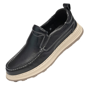 Mocassins pour hommes en cuir véritable, bout rond, à enfiler, semelle extérieure en caoutchouc souple, chaussures décontractées de printemps - Product Image 4