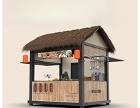 Kiosque alimentaire extérieur avec toit en chaume, idéal pour les entreprises de café, de crème glacée et de boulangerie