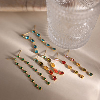 Boucles d'oreilles pendantes Gaovo Niche Premium en acier inoxydable avec pampilles colorées en zircon cubique, résistantes au ternissement, tendance, vente en gros, bijoux d'oreille pour femmes