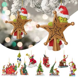 Nouvelles décorations de Noël Grinched en acrylique, pendentifs amusants pour sapin de Noël, monstre voleur vert, décorations à suspendre pour sapin de Noël - Product Image 6