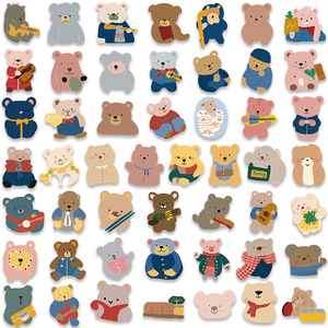 100 pièces Kawaii morceaux de papier ours dessin animé Graffiti autocollants pour livre mur bouteille <span class=keywords><strong>vinyle</strong></span> enfants mignon petits ours autocollant - Product Image 4