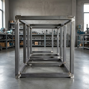 Structure carrée en acier au carbone et acier inoxydable, construction métallique industrielle argentée, durable, revêtement en poudre Sparxwizz - Product Image 2