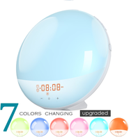 Réveil matin avec lumière pour vous lever le matin, alarme avec la Simulation du lever/du soleil, double alarme, lampe d'ambiance 7 couleurs