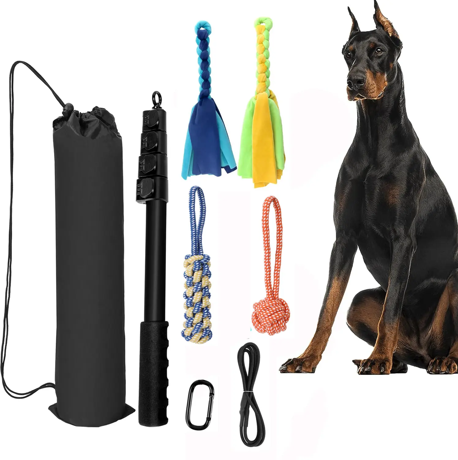 高品質のエクササイズインタラクティブなペットのおもちゃトレーニングエクササイズ犬のエクササイズ機器を引っ張る拡張可能な浮気ポール