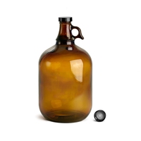 Bouteilles en verre de 1 gallon, bouteilles de fermentation ambrées avec couvercle hermétique, bouteille d'eau de 128 oz avec poignée pour kombucha, bière, jus