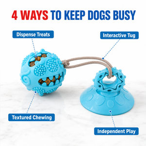 Juguete interactivo para perros con ventosa de TPR, dispensador de golosinas, pelota para jugar solo, ecológico, para limpieza de dientes, juguete masticable para perros - Product Image 2