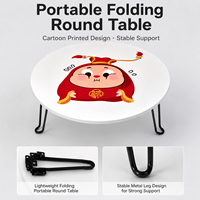 Table ronde pliante imprimée de dessins animés, pour la maison, la salle à manger, le camping en plein air, portable, sans assemblage, bureau simple