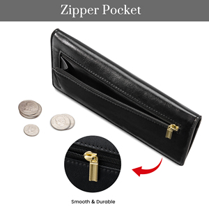 <span class=keywords><strong>กระเป๋า</strong></span>สตางค์ผู้หญิงแบบยาวบาง ป้องกัน RFID ปิดด้วยกระดุม บุด้วยไนลอน หนัง PU ใส่บัตรได้หลายใบ จุบัตรได้เยอะ - Product Image 4