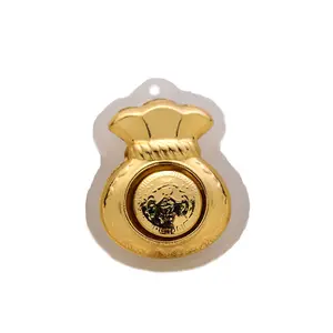 Moda chapado en oro Fengshui amuletos de la suerte Jade giratorio bolsa de dinero <span class=keywords><strong>colgante</strong></span> para collar fabricación de joyas - Product Image 1