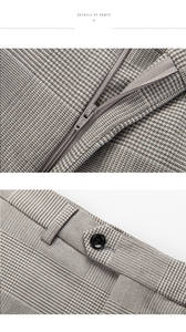 Automne/hiver Slim Fit hommes <span class=keywords><strong>costume</strong></span> trois pièces ensemble affaires décontracté <span class=keywords><strong>gris</strong></span> à carreaux hommes <span class=keywords><strong>costume</strong></span> hommes pied de poule motif <span class=keywords><strong>costume</strong></span> ensemble - Product Image 6