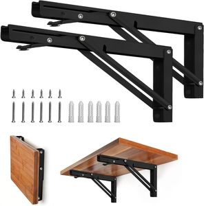 Heavy Duty Folding <b>Shelf</b> Brackets Wall Mount Steel <b>Adjustable</b> Triangle Collapsible Support for Table Workbench Kitchen Garage - Product Image 1
