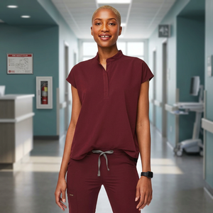Tenue d'infirmière en tricot Spandex/Polyester imperméable avec détection d'aiguilles, uniforme médical ODM pour femmes, ensemble d'infirmières pour hôpital, vente en gros - Product Image 3