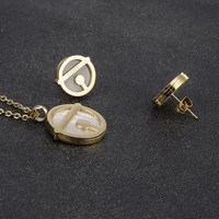 Conjunto de Joyería de Acero Inoxidable para Mujer, Diseño Clásico y Único con Zirconia en Forma de Corazón, Chapado en Oro, Collar, Aretes y Anillo