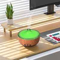 Diffuseurs d'arômes en bois grainé, diffuseurs d'huiles essentielles ultrasoniques, humidificateurs d'air avec haut-parleur Bluetooth