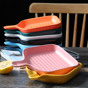 Ins Nordic Eco-Friendly <b>Ceramic</b> Reusable Baking Dish Food Safe Dishwasher Safe Rectangle Shape Customizable Colors Home <b>Pan</b> - Product Image 2