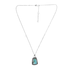 DWS Jewellery Trendy 925 <b>Sterling</b> <b>Silver</b> Box Chain Kingman Turquoise Stone <b>Pendant</b> <b>Necklace</b> - Product Image 1