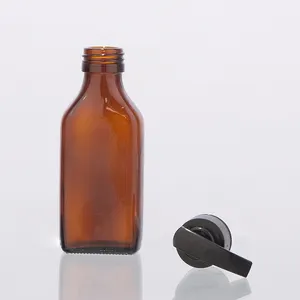 Янтарная квадратная стеклянная бутылка для масла для волос, 100 мл