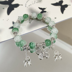 Gelang Elastis Manik-Manik Kupu-Kupu Retro Grosir Warna Pink Hijau Bintang Kaca Manik-Manik Fashion Gelang Persahabatan Pasangan untuk Wanita - Product Image 4