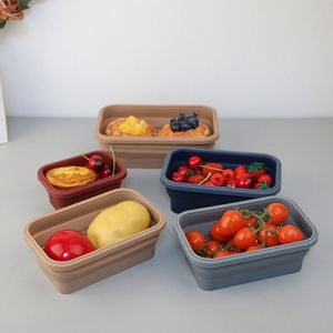 Foldable Silicone Lunch Containers Collapsible Bowls Set Microwave Freezer Dishwasher Safe <b>Blue</b> Food <b>Storage</b> <b>Box</b> - Product Image 4