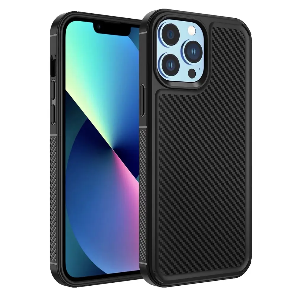 CaseBuddy PC TPU Forerunner Carbon Fiber phone Case Shockproof Anti-slip Protector Cover for iPhone 14 13 12 11 Pro Max