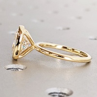 Bague de fiançailles solitaire en or massif 14K/18K avec diamant de laboratoire taille coussin allongée 3 carats, sertie sur mesure, certifiée IGI CVD/HPHT
