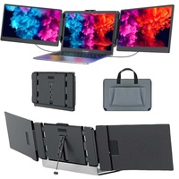 Triple moniteur portable 14 pouces pour ordinateurs portables 13-17 ''Utilitaire FHD 1080P IPS Extension d'écran pour ordinateur portable avec deux haut-parleurs Rotation à 180 °