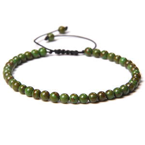 Bracelet réglable en cordon ciré avec perles de jade naturel multicolores, bijou de poignet fin vintage unisexe en pierre de guérison minimaliste - Product Image 6