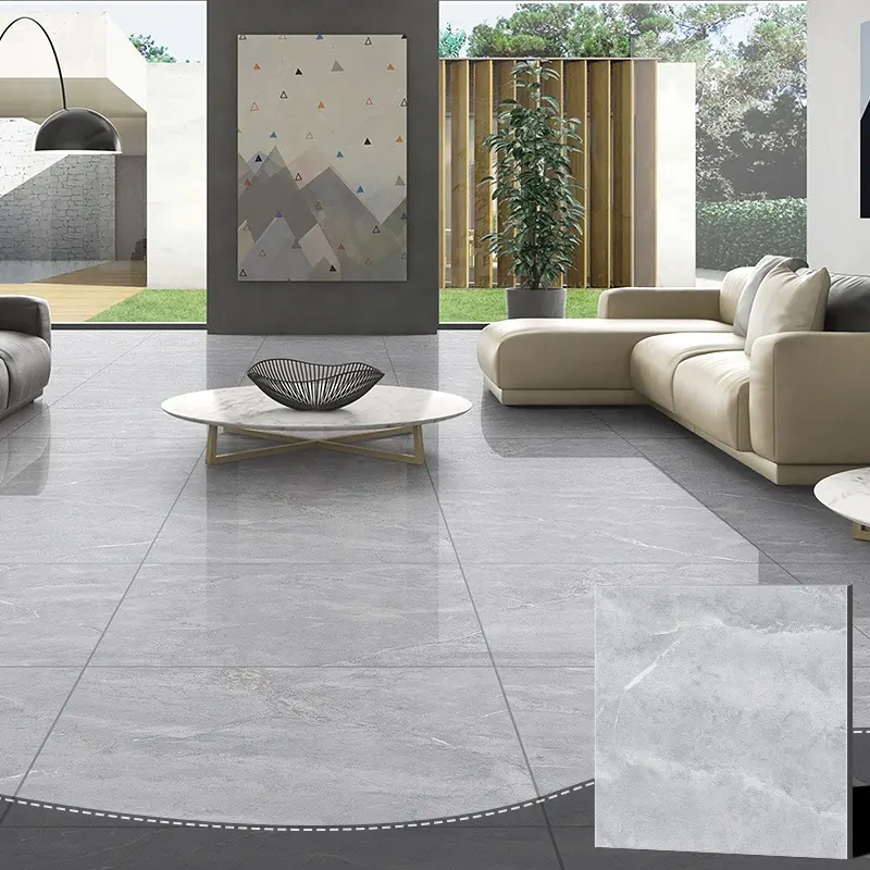 Rafo-azulejos pulidos de porcelana gris, piedra de mármol, aspecto gris, 600x600