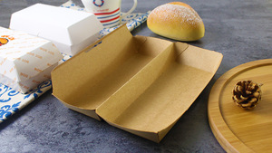 Scatola per Hot Dog da <span class=keywords><strong>Asporto</strong></span> in Carta Kraft Bianca Rettangolare Non Pieghevole Contenitore per Alimenti - Product Image 3