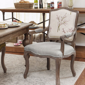 P0060 Franse klassieke massief houten antieke banket-eetkamerstoel met armleuningen voor thuis- en hotelgebruik - Product Image 5